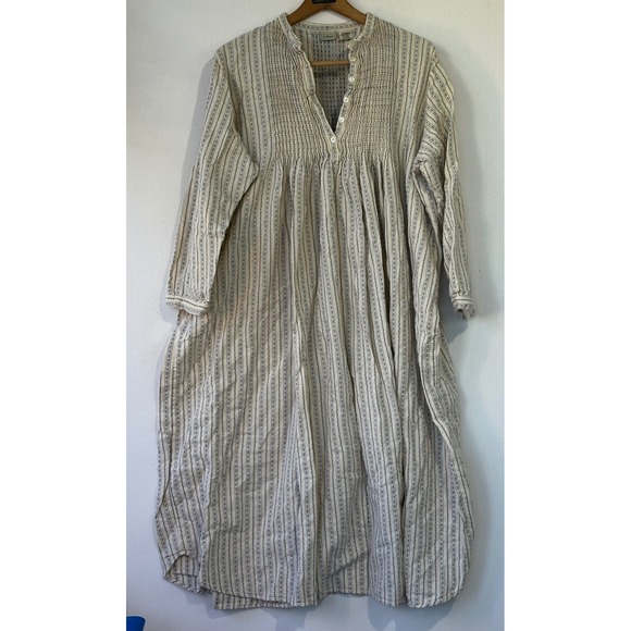 L.L.Bean Other - L.L.Bean Nightgown Pintuck Cotton Women XL-Reg Cream Blue Excellent